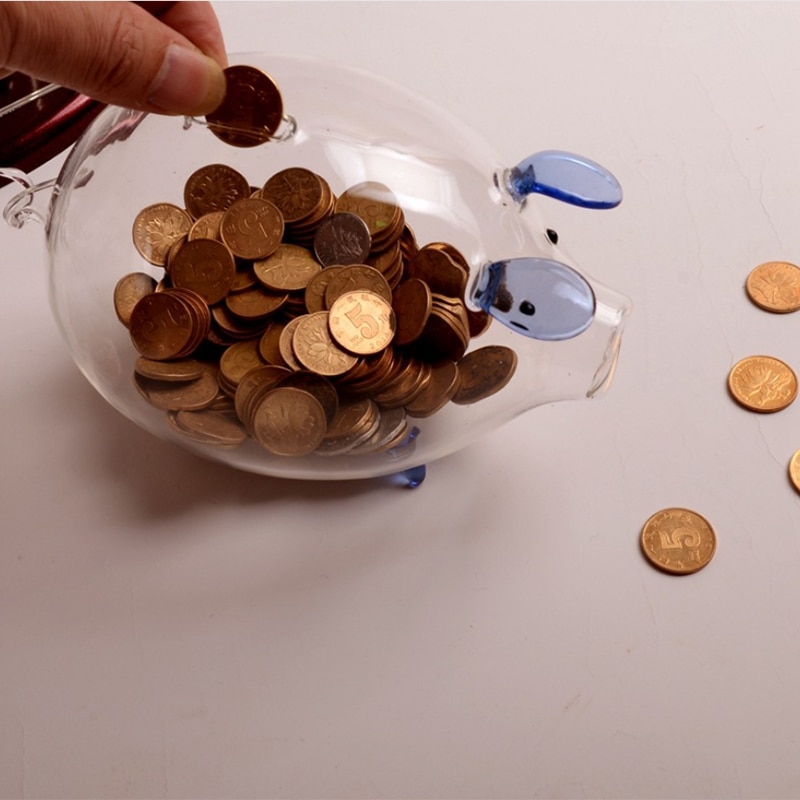 Glass Piggy Bank Coin Jar