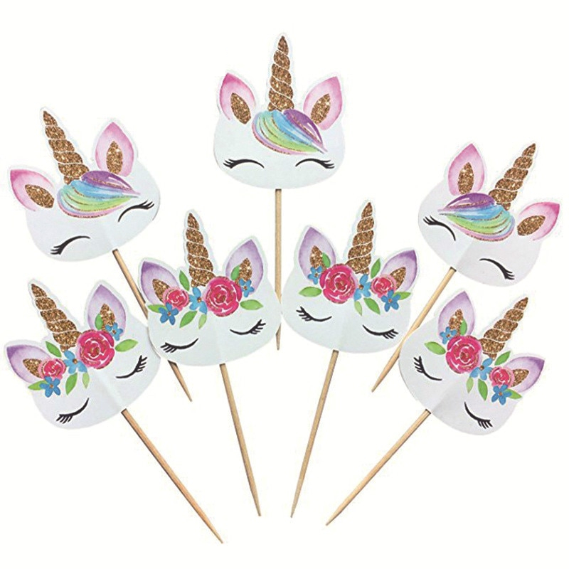 Unicorn Cupcake Toppers Party Decor 24pcs/set