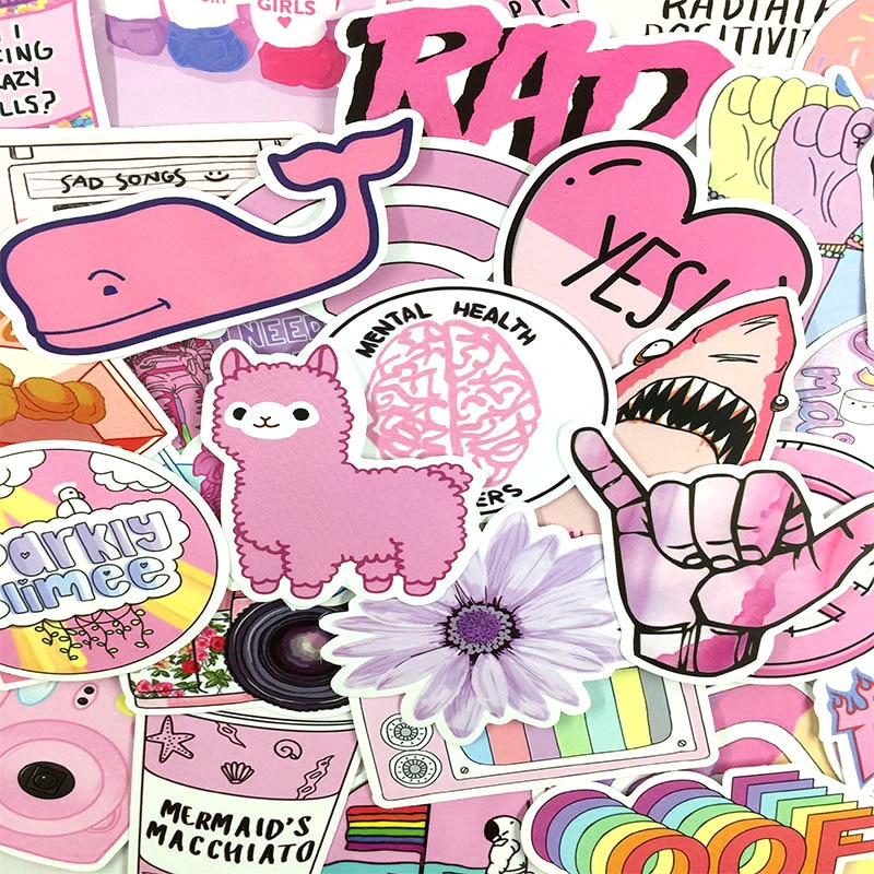 Pink Stickers Girly Cartoon Style (50pcs)