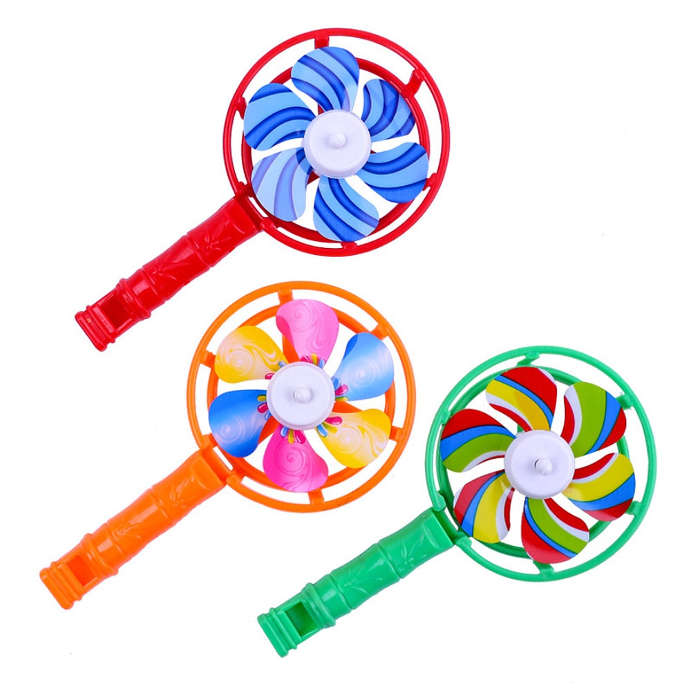 Wind Spinners Colorful Whistling Handle Toys