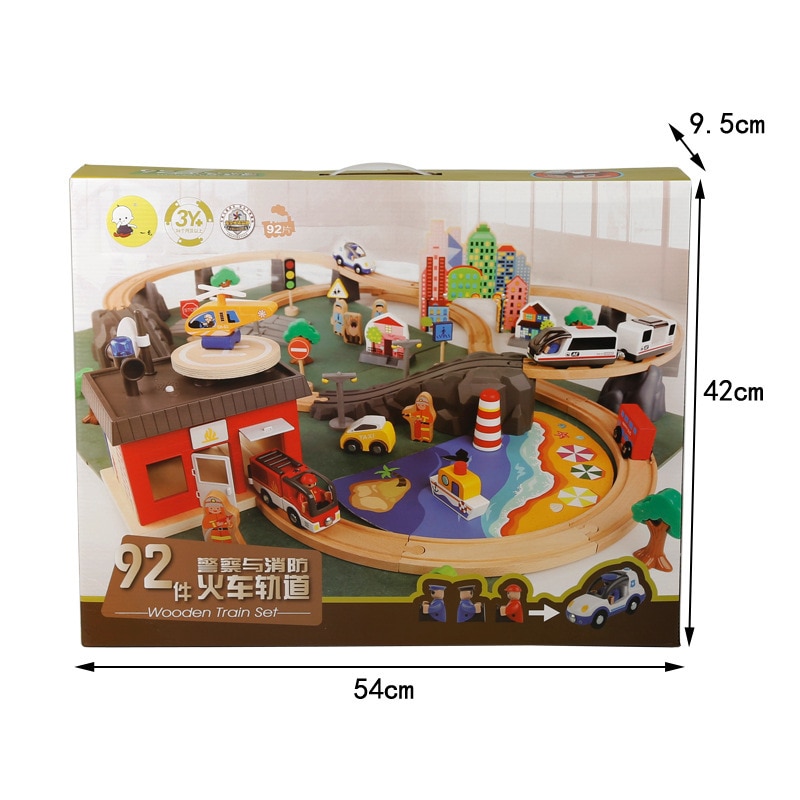 Wooden Train Set 92PC Toy Kit