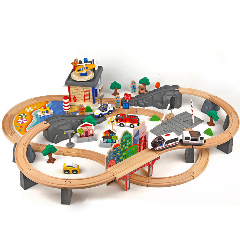 Wooden Train Set 92PC Toy Kit