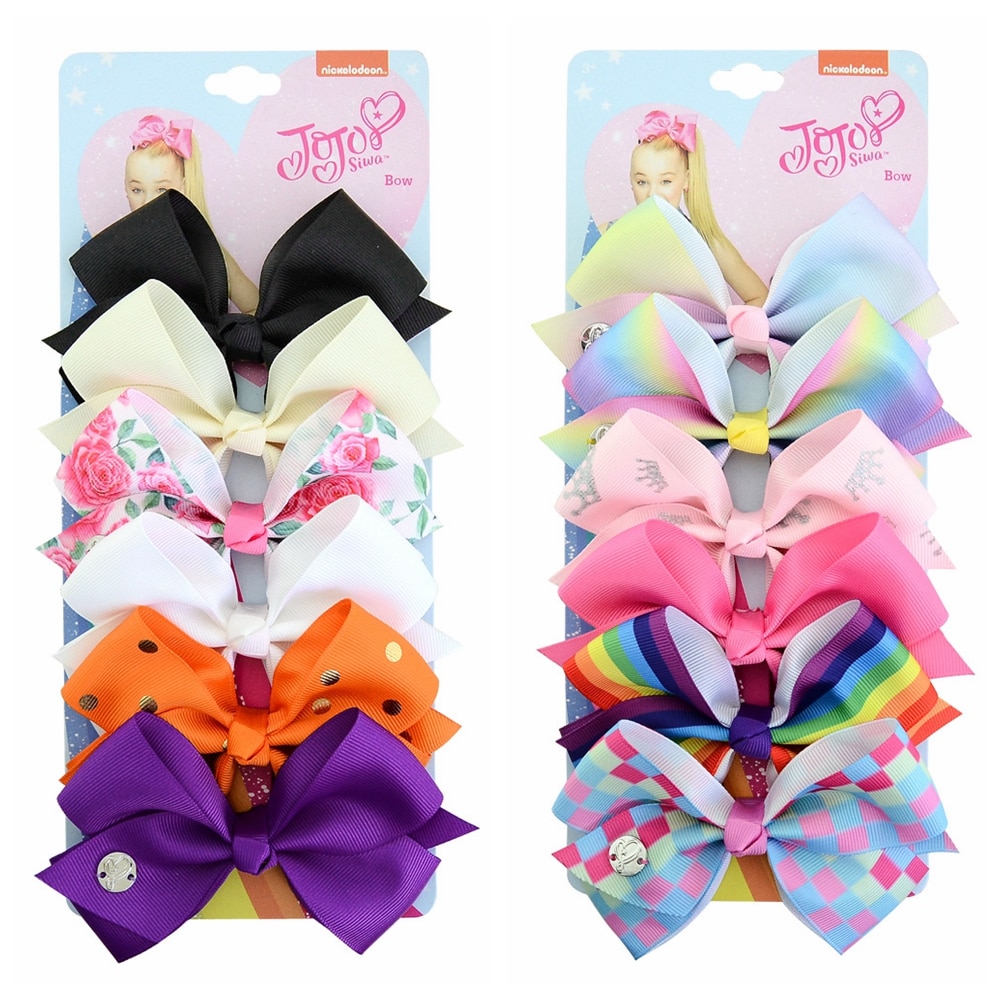 Hair Bows For Girls Colorful Ribbon (6 pieces)