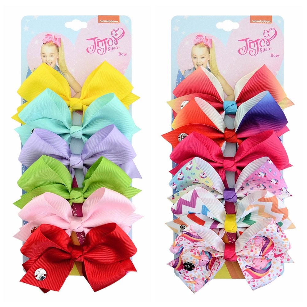Hair Bows For Girls Colorful Ribbon (6 pieces)