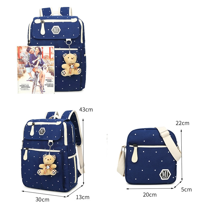 Canvas Bag Sling Backpack Set (4pc Set)