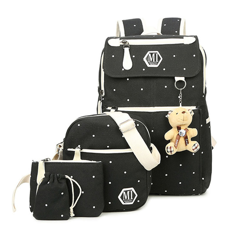 Canvas Bag Sling Backpack Set (4pc Set)