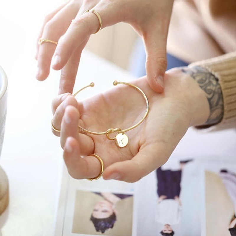 Gold Charm Bracelet Name Initial