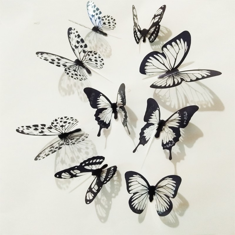 Removable Wall Decals 3D Butterflies (18 pieces)