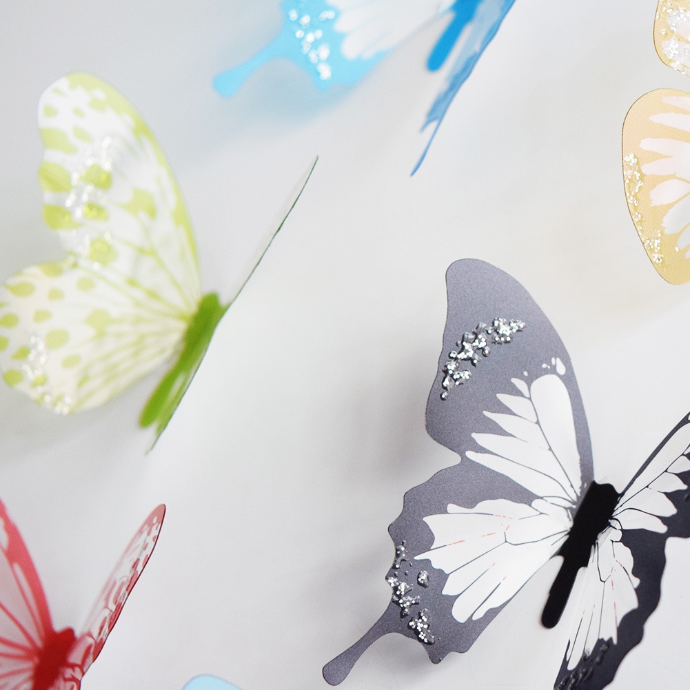 Removable Wall Decals 3D Butterflies (18 pieces)