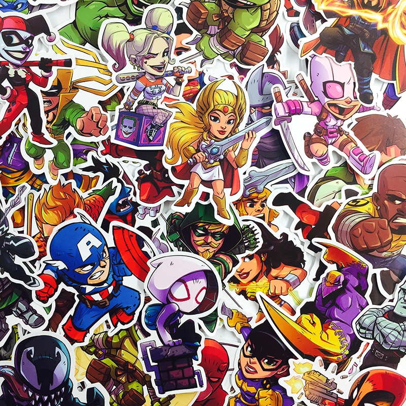 Cartoon Stickers Marvel DC Characters