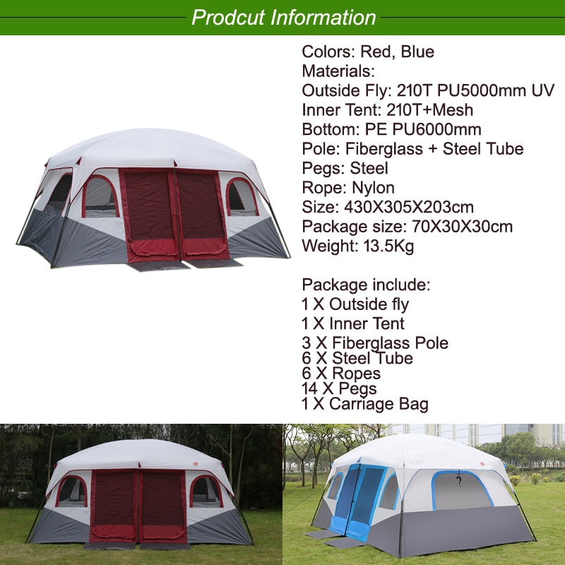 Family Tent Waterproof Camping Cabin