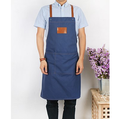 Denim Apron with Leather Straps