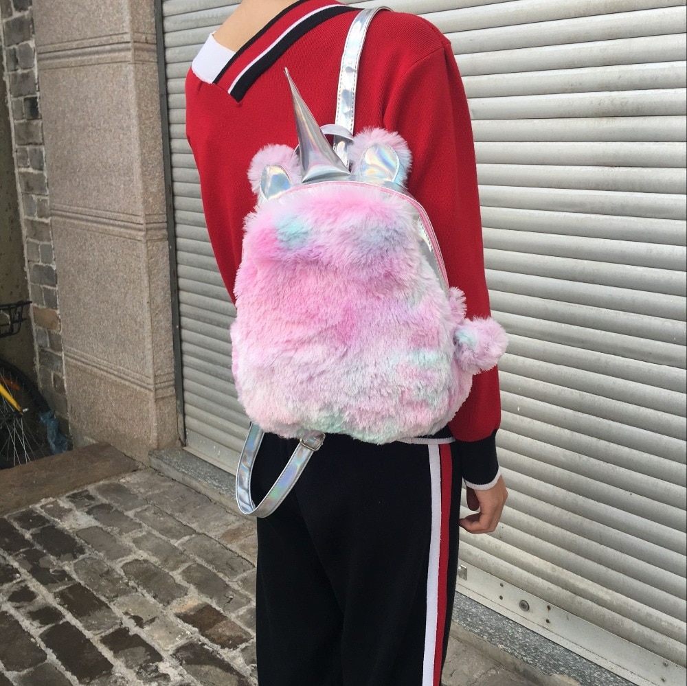 Unicorn Backpack Hologram Leather Bag