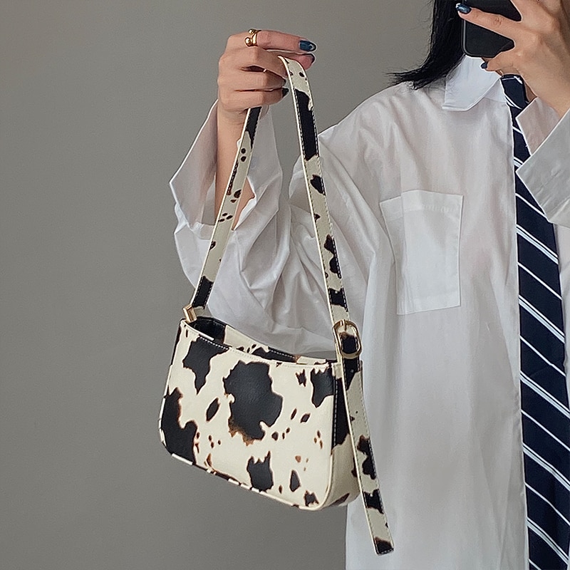 Cow Print Shoulder Bag For Women