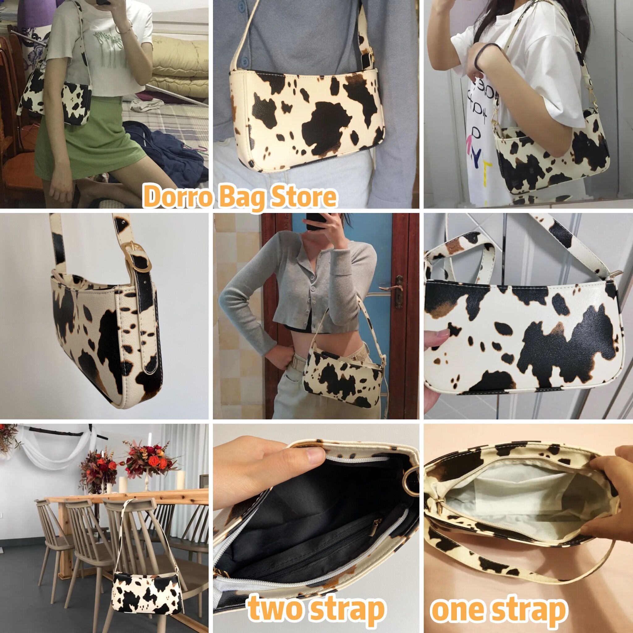 Cow Print Shoulder Bag For Women