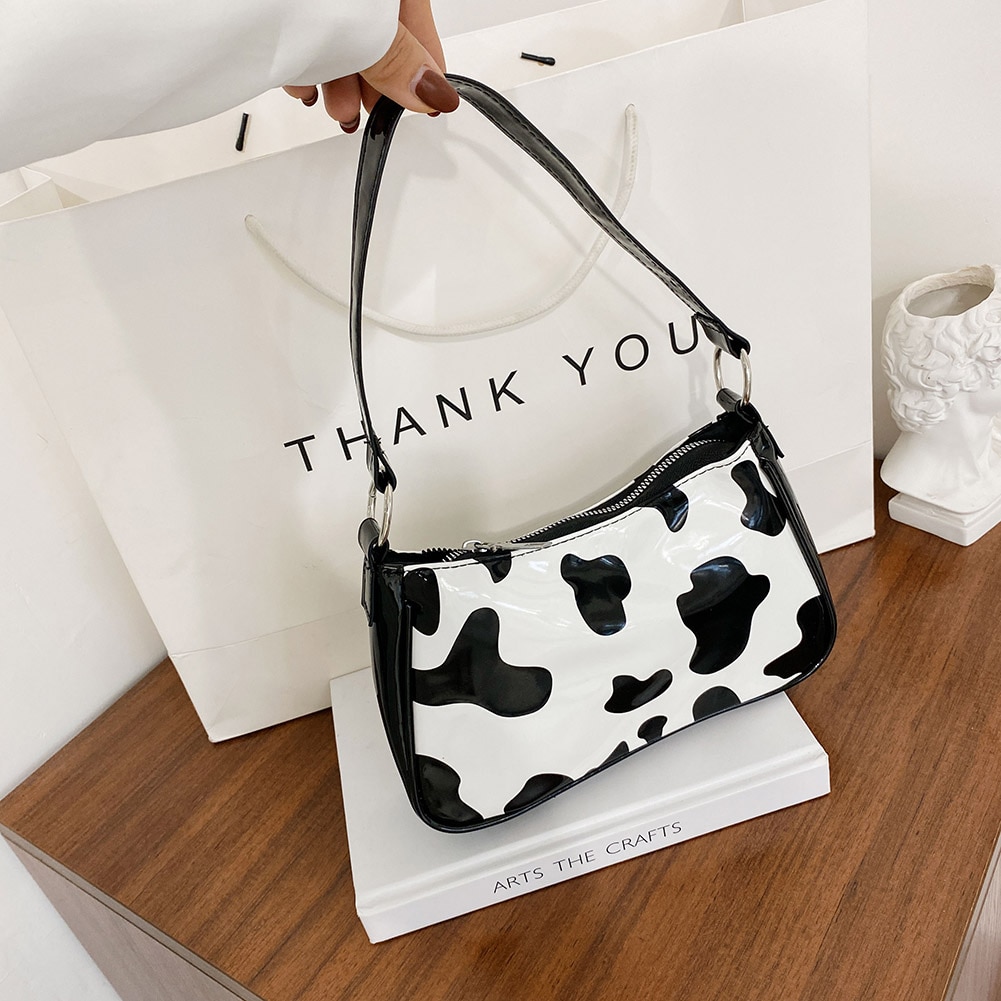 Cow Print Handbag Leather Shoulder Purse