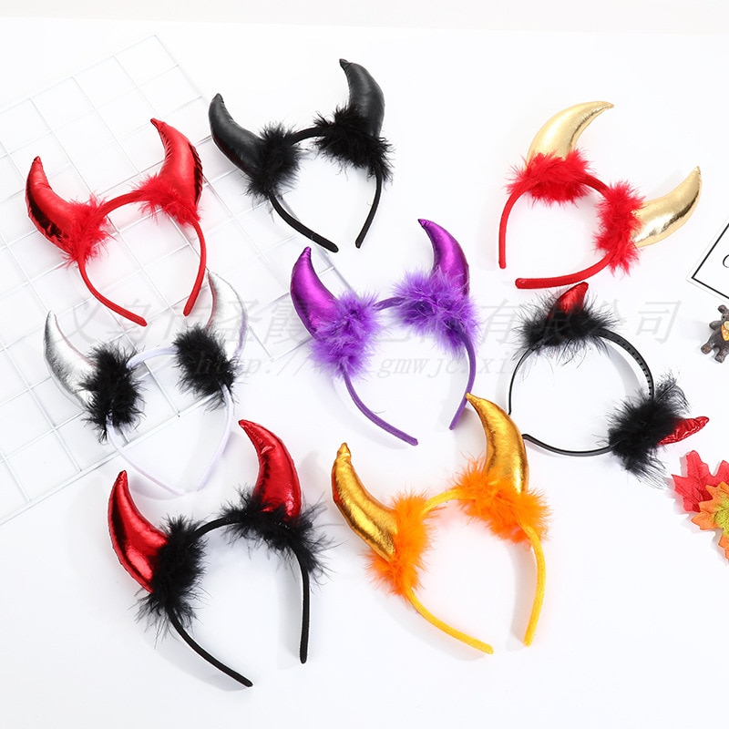 Metallic Furry Devil Horns Headband