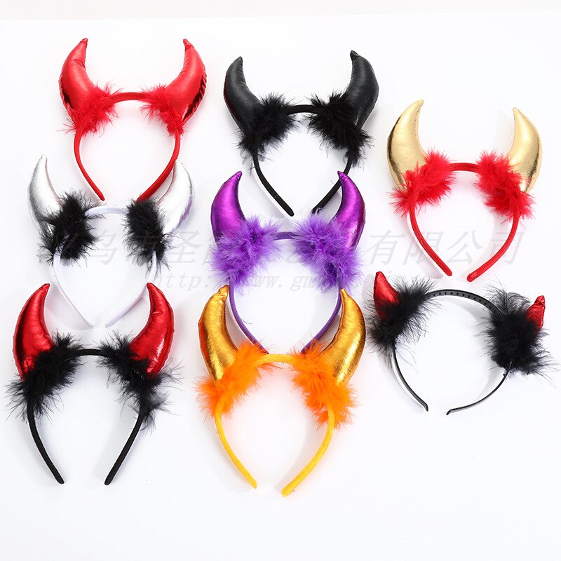 Metallic Furry Devil Horns Headband