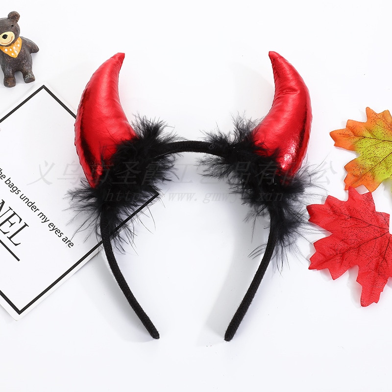 Metallic Furry Devil Horns Headband