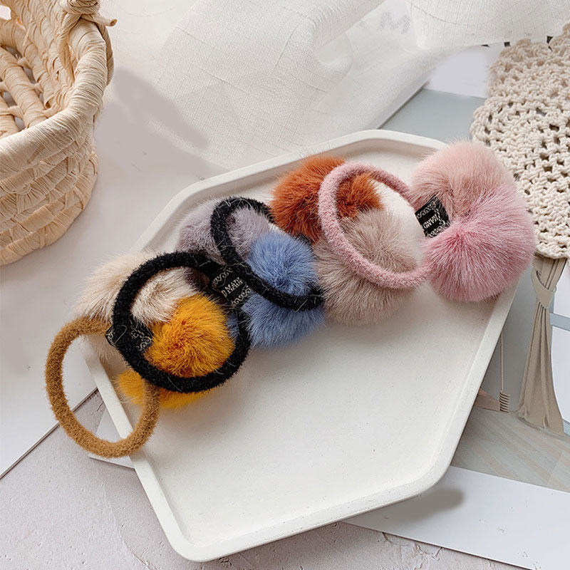 Faux Fur Pom Pom Hair Tie