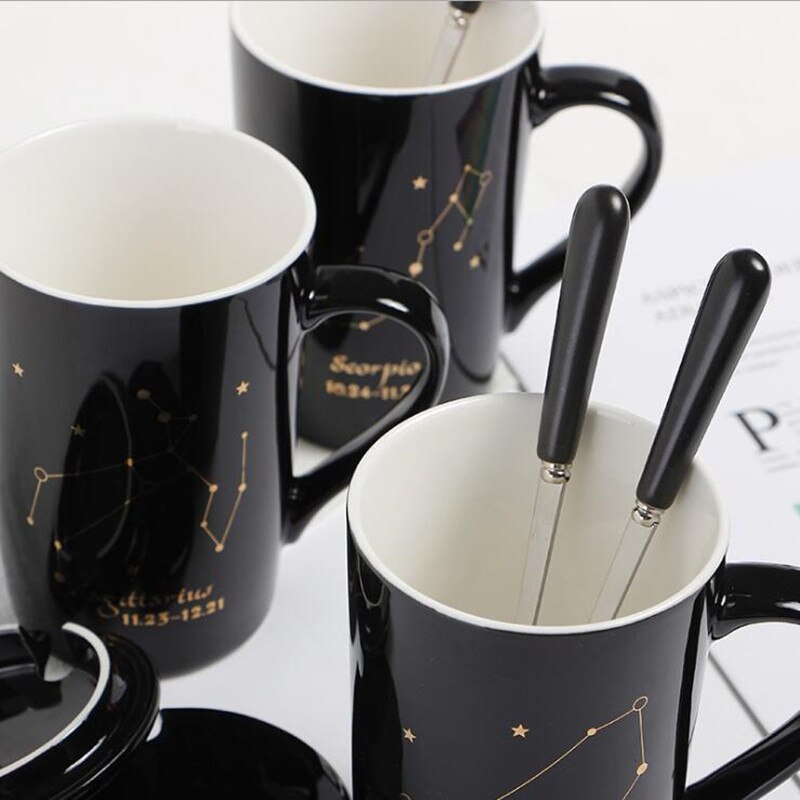 Zodiac Constellation Mug with Lid and Teaspoon