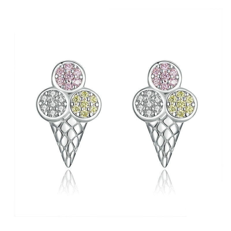 Sterling Silver Stud Ice Cream Earrings