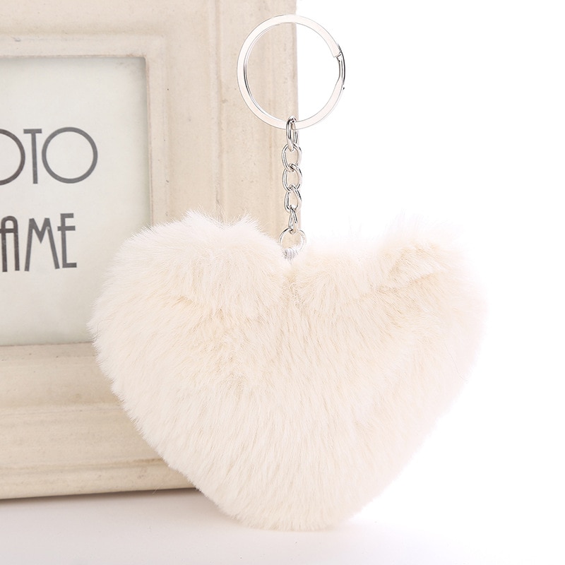 Fluffy Heart Shaped Keychain