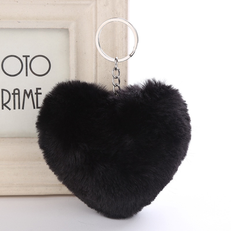 Fluffy Heart Shaped Keychain