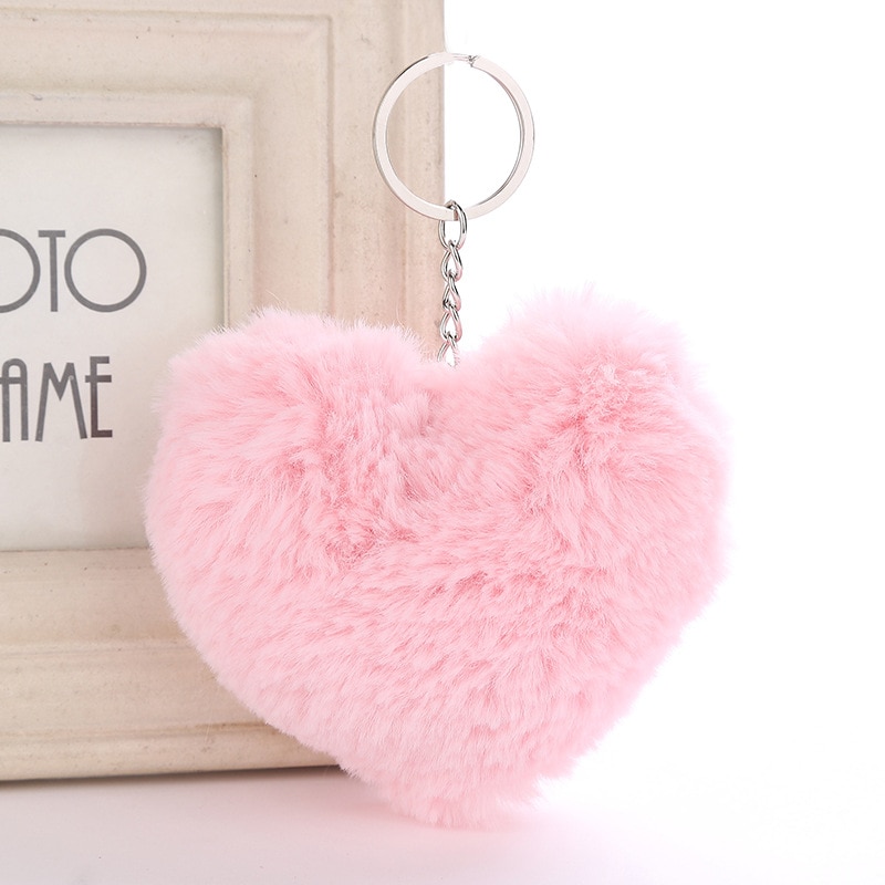 Fluffy Heart Shaped Keychain