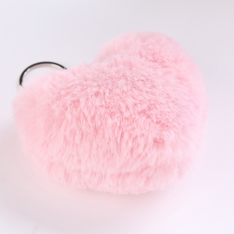 Fluffy Heart Shaped Keychain