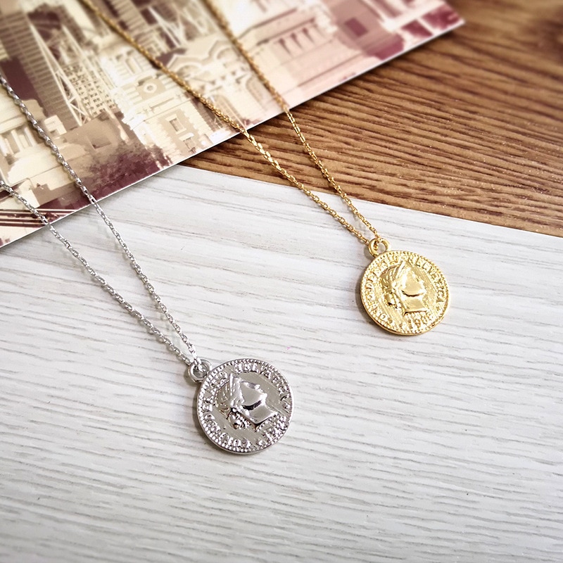 Coin Necklace Vintage Medallion Pendant