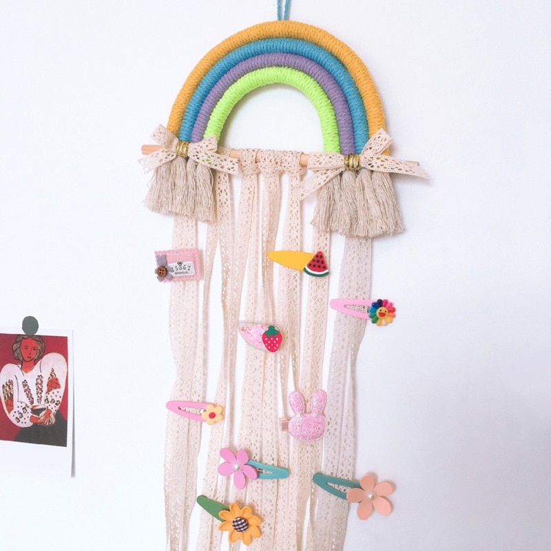 Hair Clip Organizer Rainbow Wall Hanging Decor