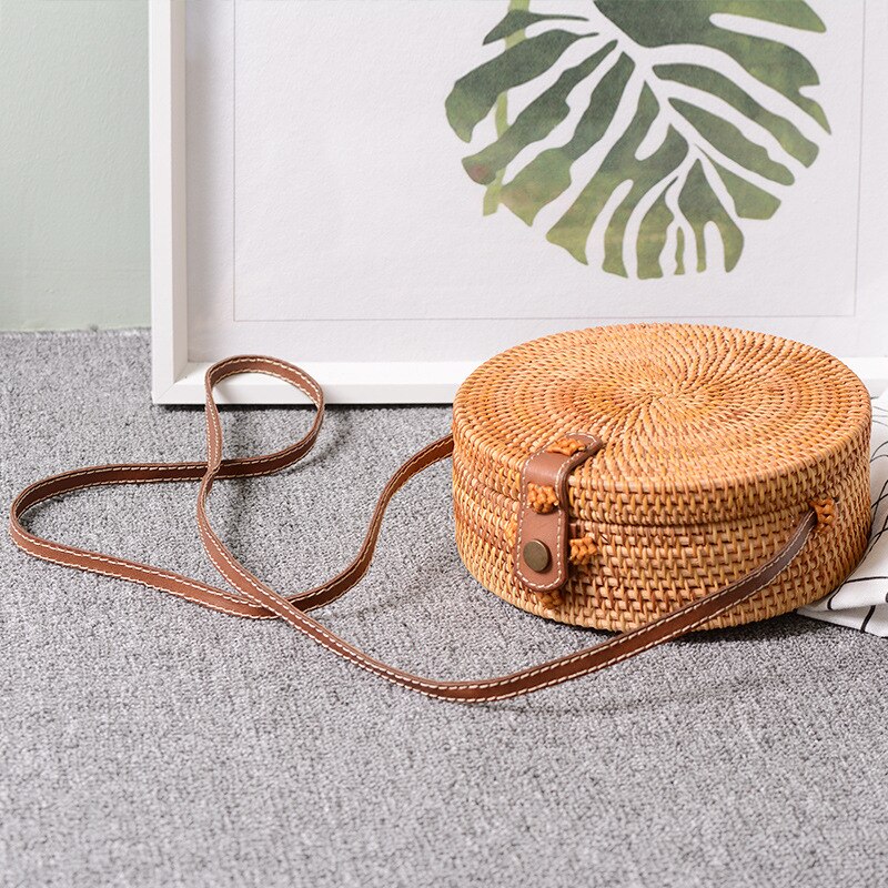 Rattan Sling Bag Handmade Beach Bag