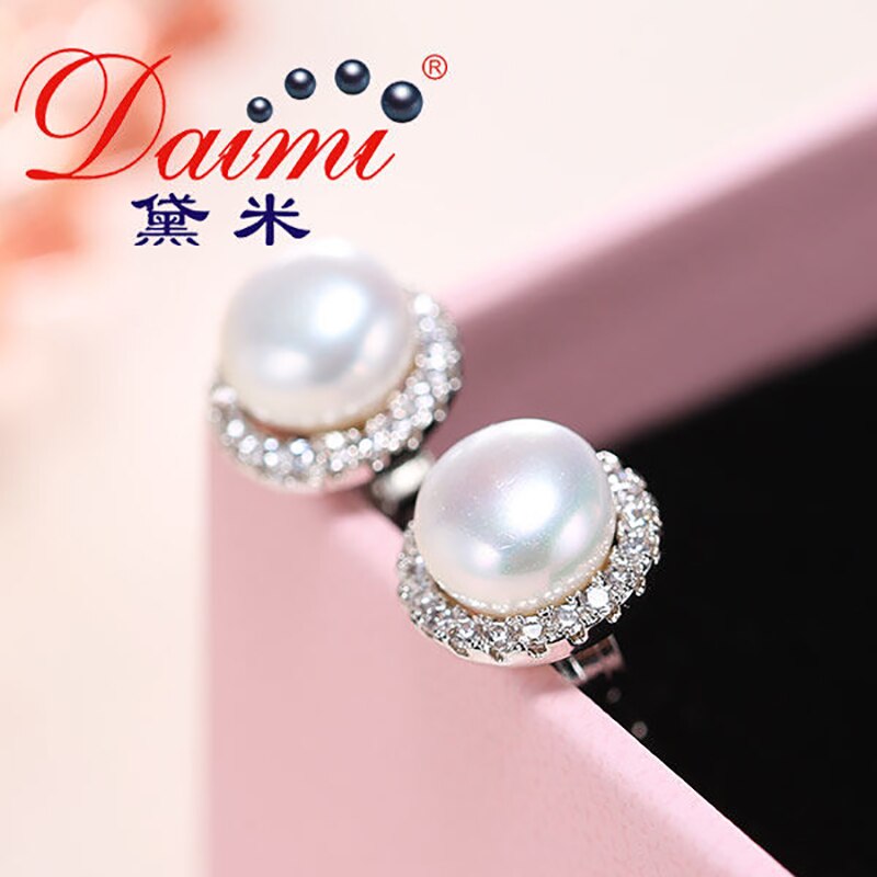 Ladies Pearl Earrings Silver Jewelry