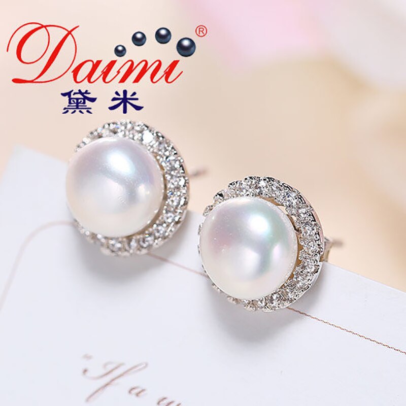 Ladies Pearl Earrings Silver Jewelry