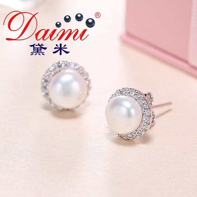 Ladies Pearl Earrings Silver Jewelry