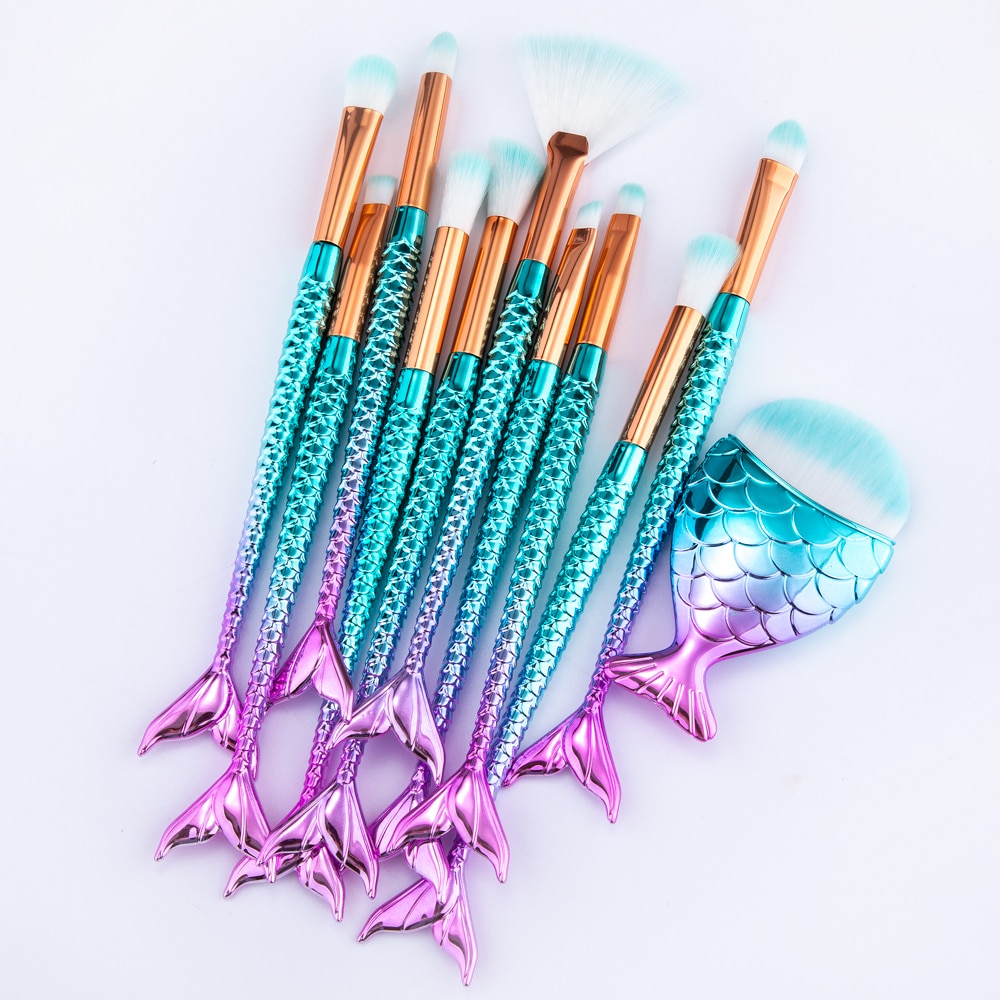Mermaid Makeup Brush Set Kit (11 pcs)