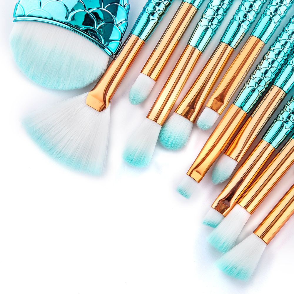 Mermaid Makeup Brush Set Kit (11 pcs)