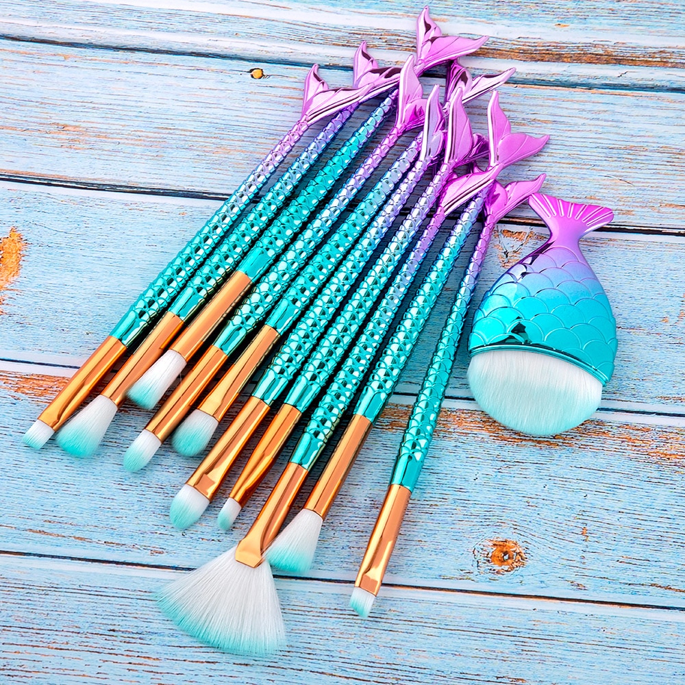 Mermaid Makeup Brush Set Kit (11 pcs)