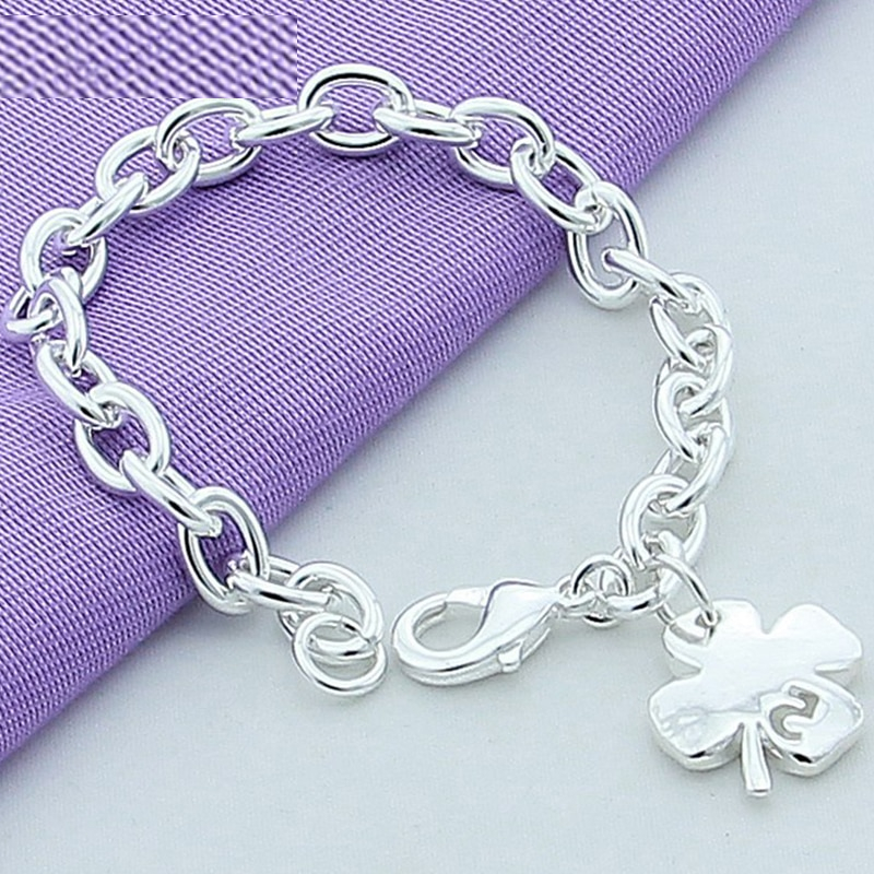 4 Leaf Clover Bracelet Silver Jewelry