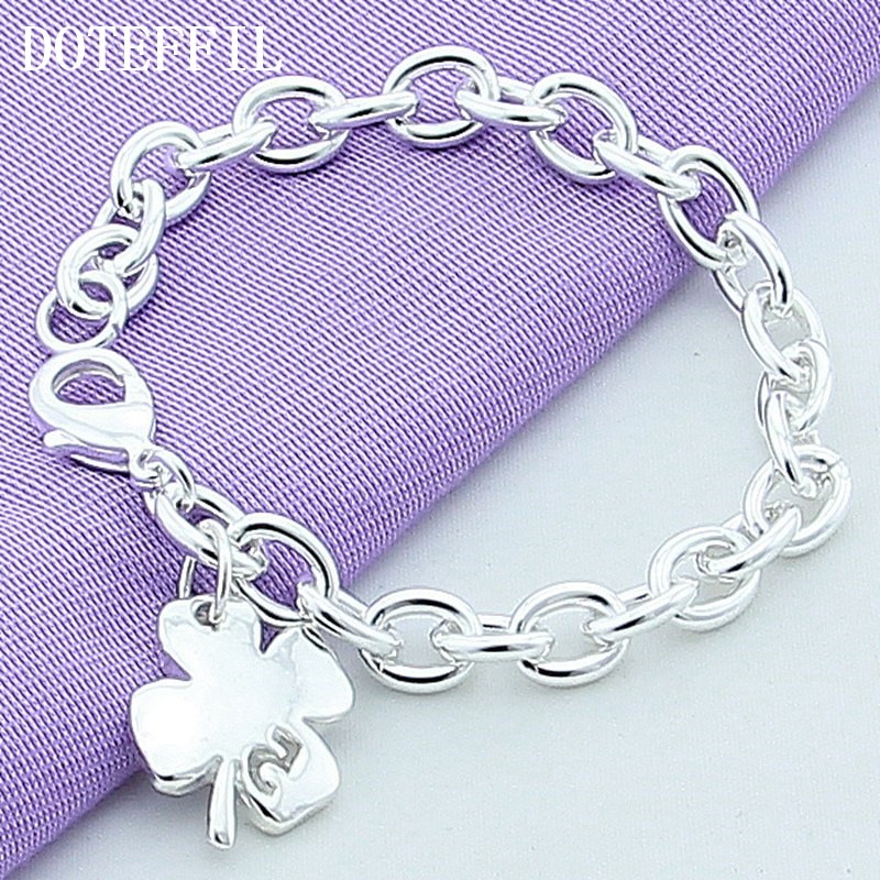 4 Leaf Clover Bracelet Silver Jewelry