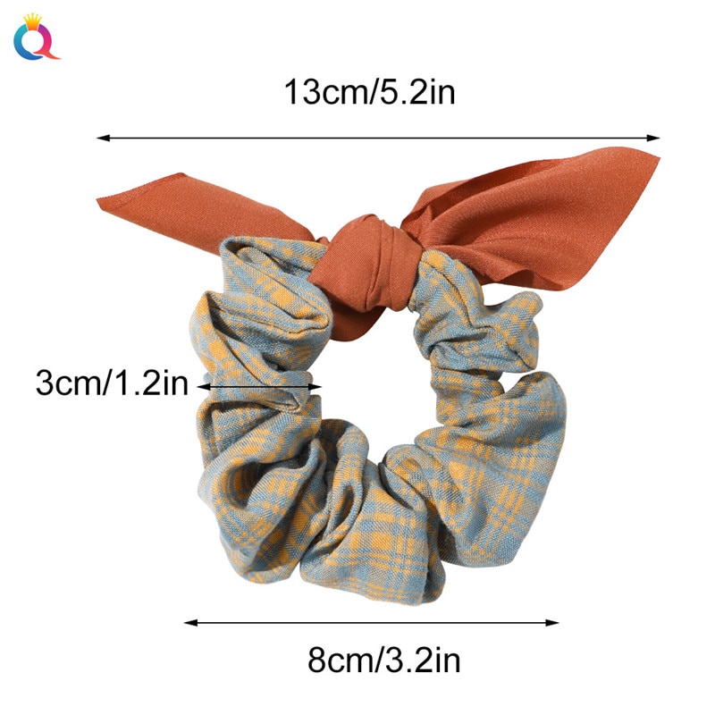 Girls Hair Scrunchies Plaid Hair Tie