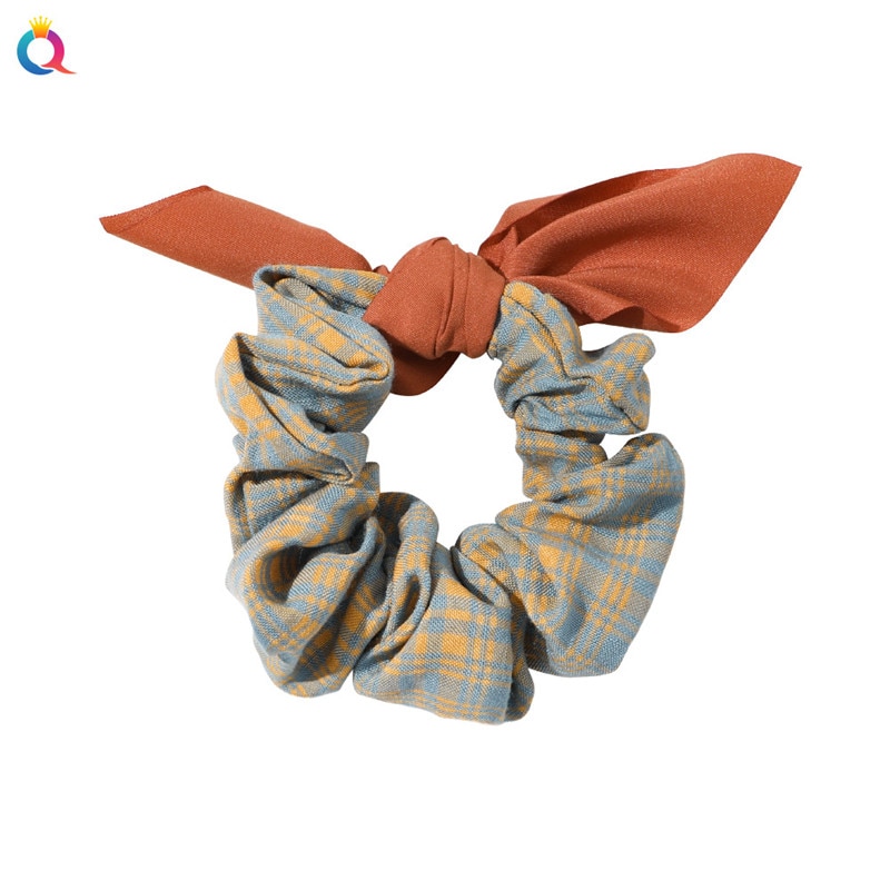 Girls Hair Scrunchies Plaid Hair Tie