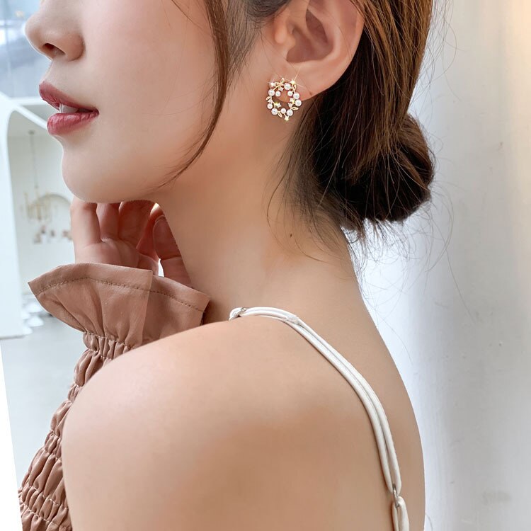 White Pearl Earrings For Women