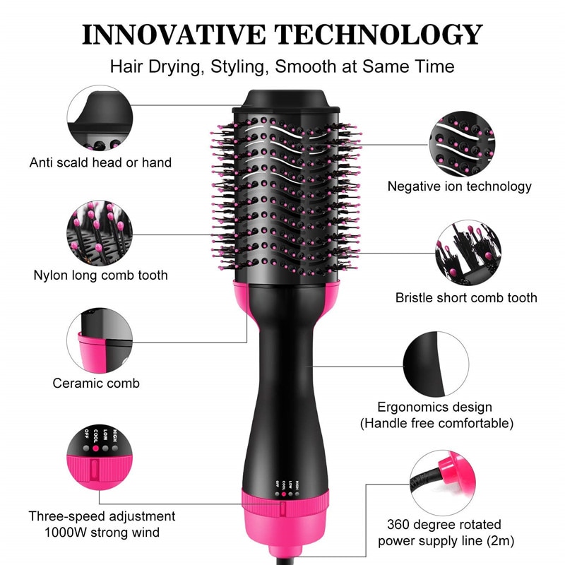 Hair Dryer Straightener 2in1 Electric Brush