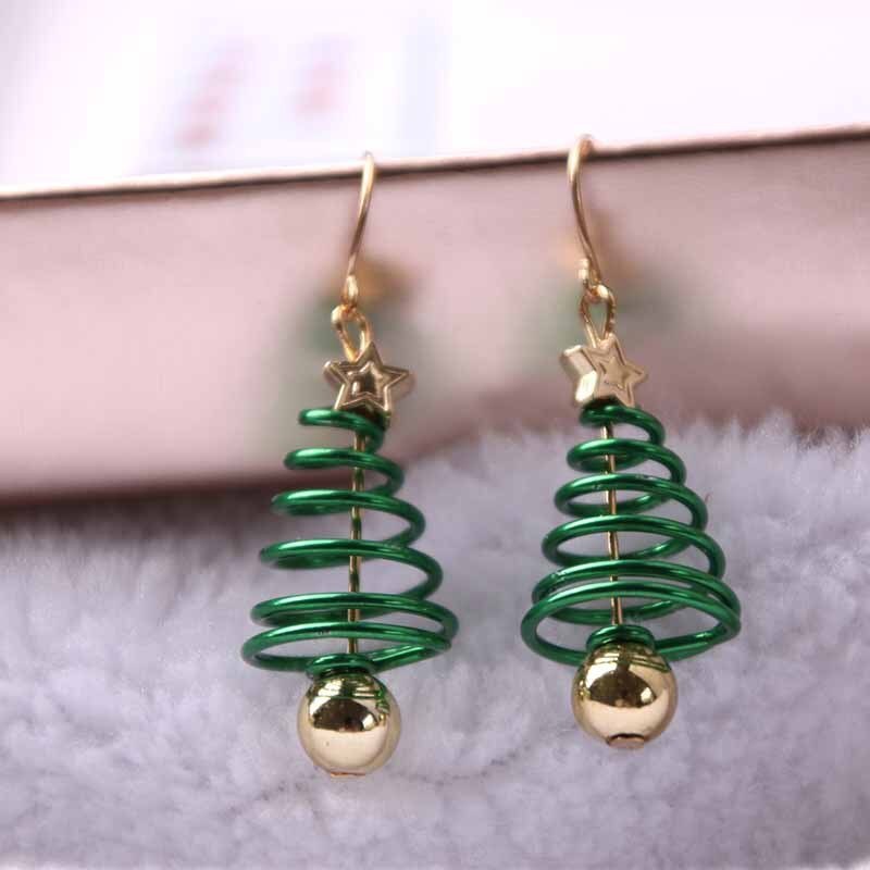 Christmas Tree Earrings Xmas Dangle Earrings