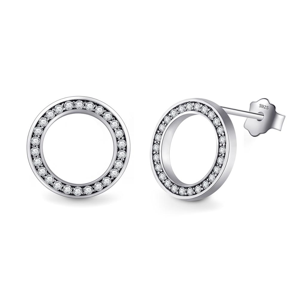 Round Stud Earrings Silver Jewelry