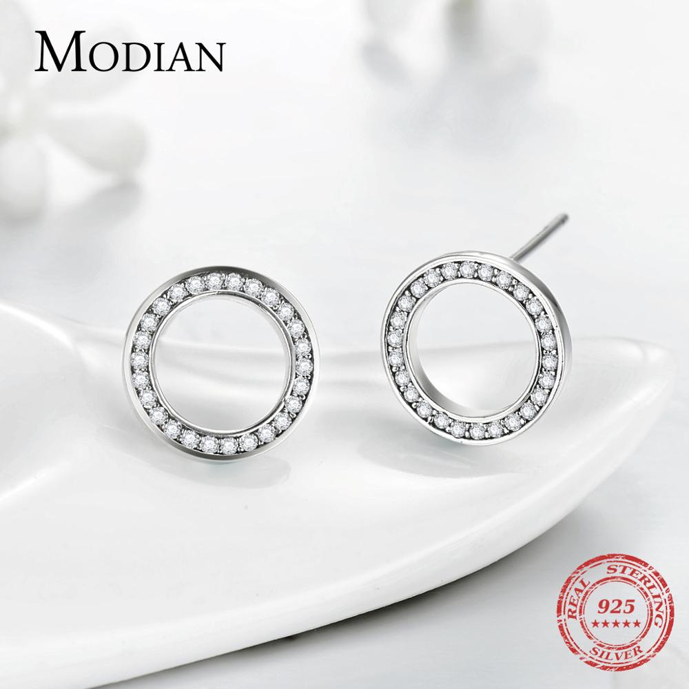 Round Stud Earrings Silver Jewelry