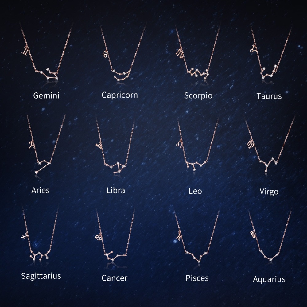 Zodiac Constellation Necklace Sterling Silver