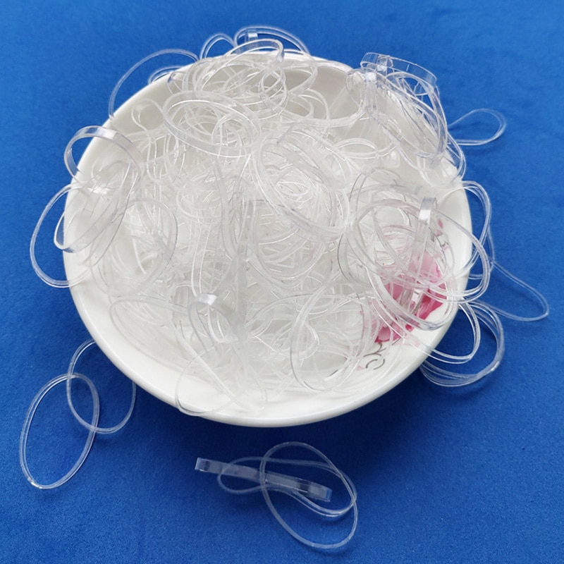 Clear Hair Elastics Hair Ties (1000pcs)